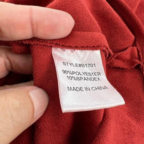 NEW Jodifl Burnt Orange Faux Suede Flare Crochet Trim Sleeve Oversized Blouse S - Picture 8 of 12